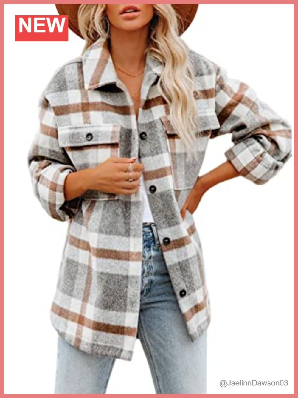 Beaully Women's Flannel Plaid Shacket Button Down Shirt Jacket Oversized